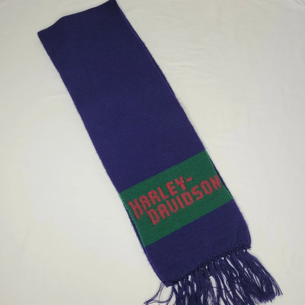 Vintage Harley Davidson Blue Green Red Winter Scarf 52